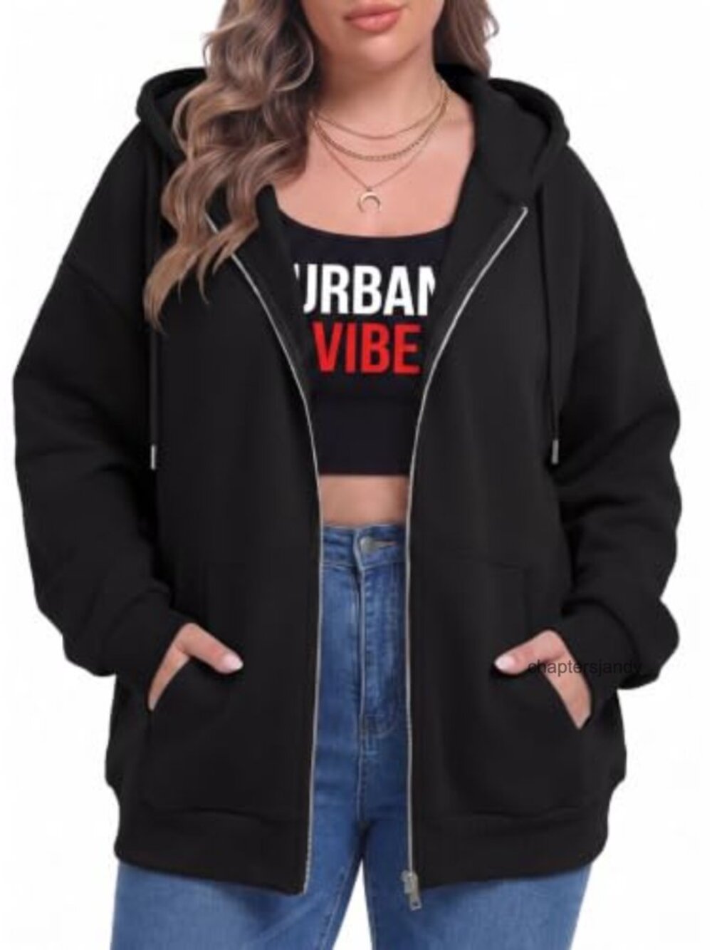Plus Size Zip Up Hoodie Oversized Fleece Lined Sweatshirt Fall